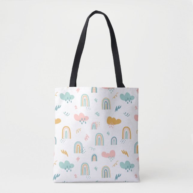 Fun Rainbow & Rain Cloud Pattern Tasche (Vorderseite)