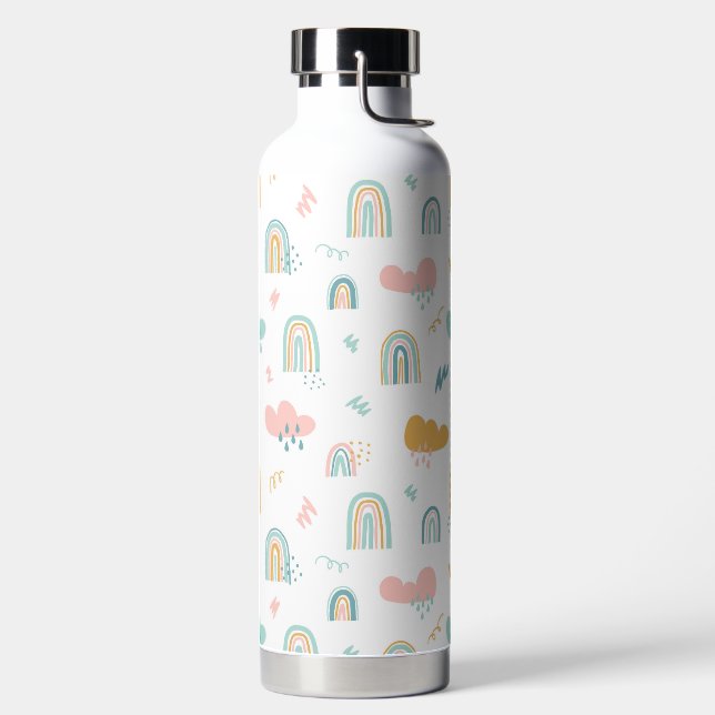 Fun Rainbow & Rain Cloud Pattern Trinkflasche (links)