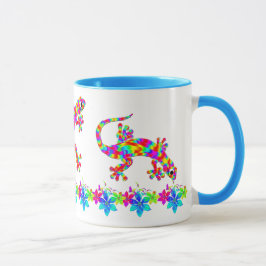 Fun Rainbow Salamander Tasse mit hellen Blume