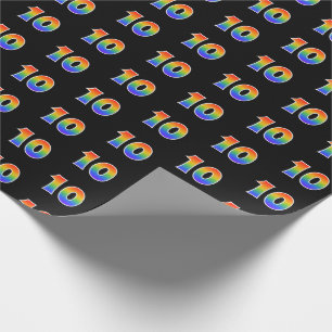 Fun Rainbow Spectrum Pattern "10" Ereignisnummer Geschenkpapier