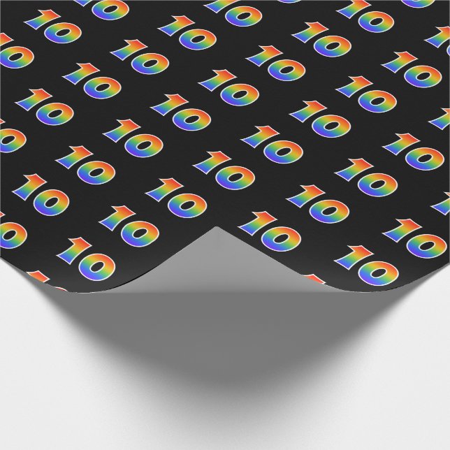 Fun Rainbow Spectrum Pattern "10" Ereignisnummer Geschenkpapier (Ecke)