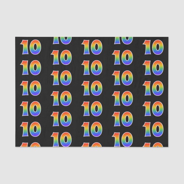Fun Rainbow Spectrum Pattern "10" Ereignisnummer Seidenpapier (Vorderseite)