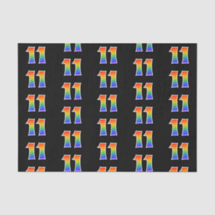 Fun Rainbow Spectrum Pattern "11" Ereignisnummer Seidenpapier