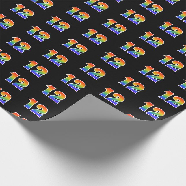 Fun Rainbow Spectrum Pattern "12" Ereignisnummer Geschenkpapier (Ecke)