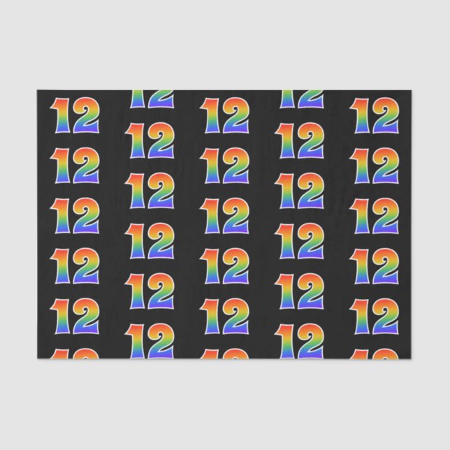 Fun Rainbow Spectrum Pattern "12" Ereignisnummer Seidenpapier (Vorderseite)