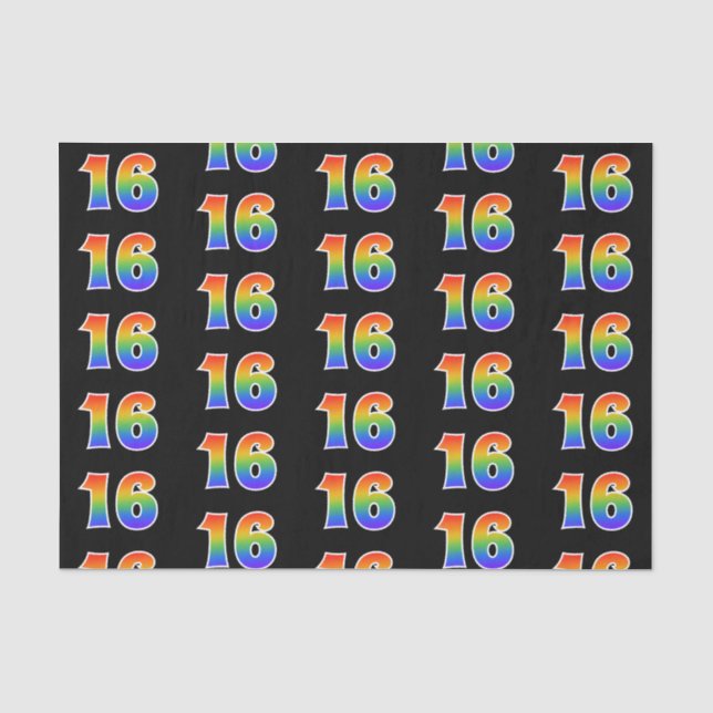 Fun Rainbow Spectrum Pattern "16" Ereignisnummer Seidenpapier (Vorderseite)