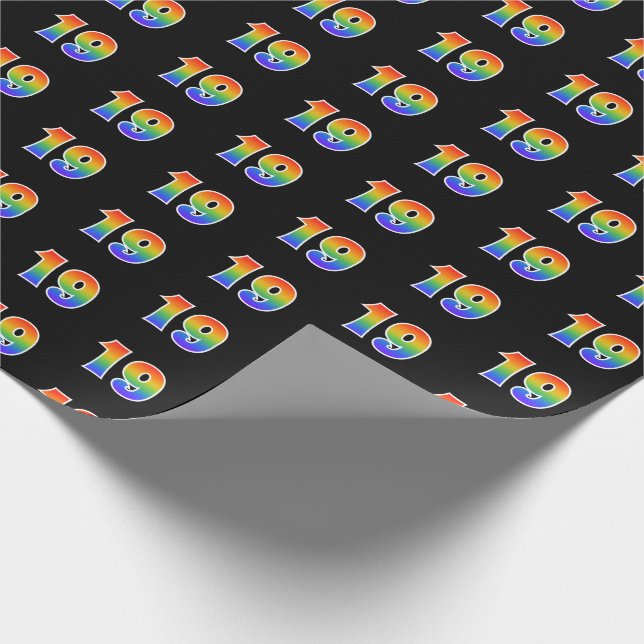 Fun Rainbow Spectrum Pattern "19" Ereignisnummer Geschenkpapier (Ecke)