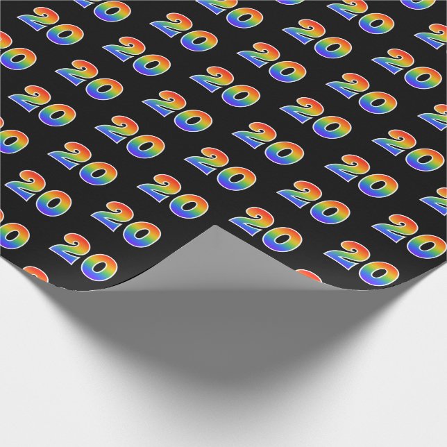 Fun Rainbow Spectrum Pattern "20" Ereignisnummer Geschenkpapier (Ecke)