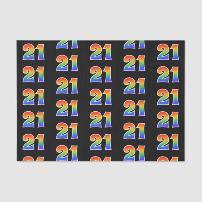 Fun Rainbow Spectrum Pattern "21" Ereignisnummer Seidenpapier (Vorderseite)