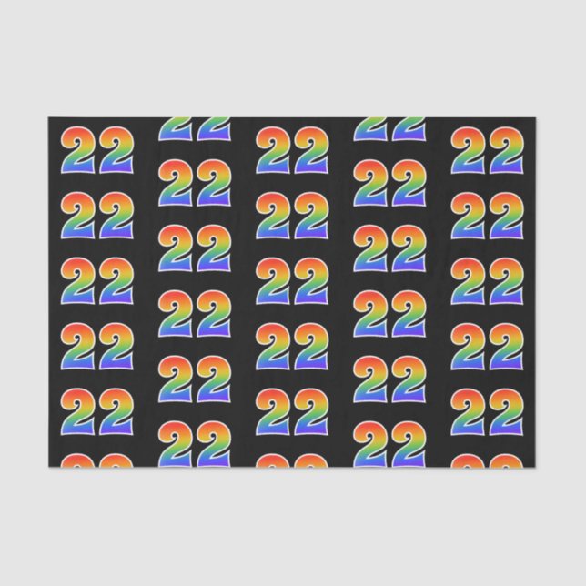 Fun Rainbow Spectrum Pattern "22" Ereignisnummer Seidenpapier (Vorderseite)