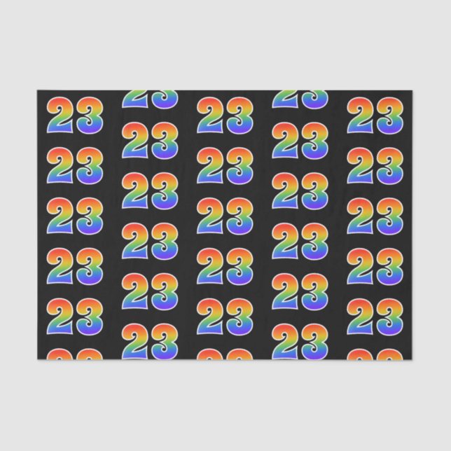 Fun Rainbow Spectrum Pattern "23" Ereignisnummer Seidenpapier (Vorderseite)