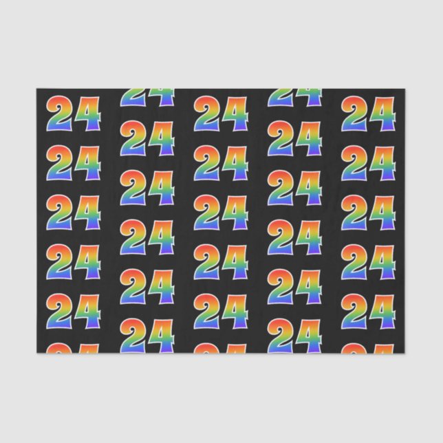 Fun Rainbow Spectrum Pattern "24" Ereignisnummer Seidenpapier (Vorderseite)