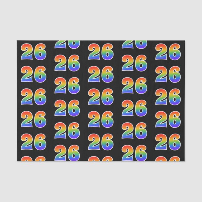 Fun Rainbow Spectrum Pattern "26" Ereignisnummer Seidenpapier (Vorderseite)