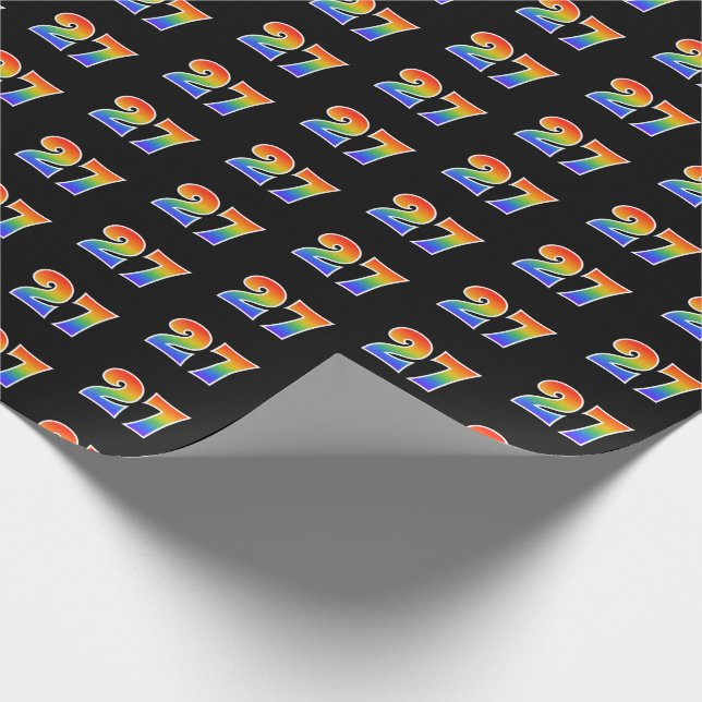 Fun Rainbow Spectrum Pattern "27" Ereignisnummer Geschenkpapier (Ecke)