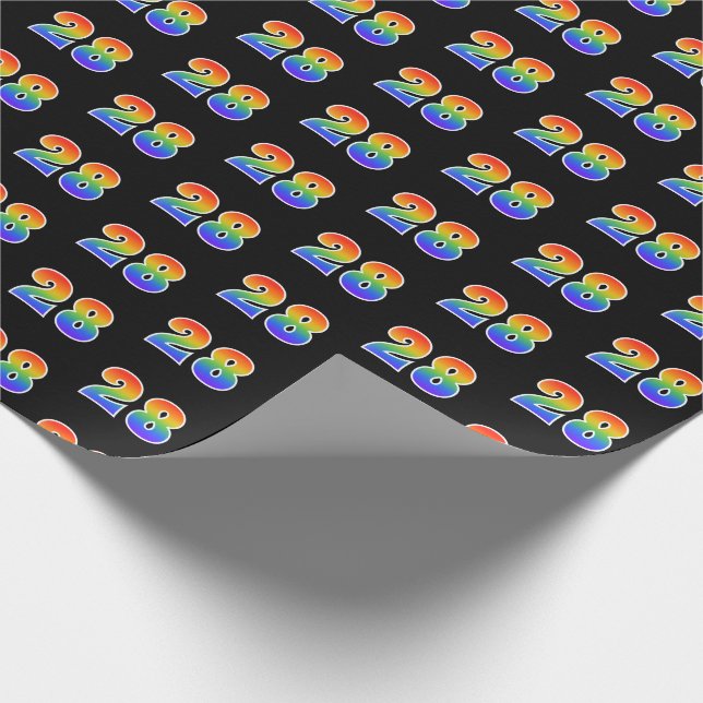 Fun Rainbow Spectrum Pattern "28" Ereignisnummer Geschenkpapier (Ecke)