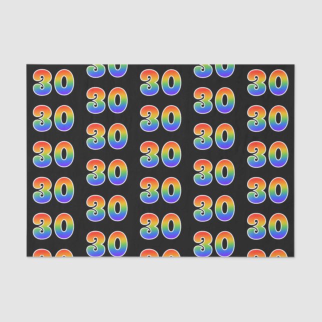 Fun Rainbow Spectrum Pattern "30" Ereignisnummer Seidenpapier (Vorderseite)