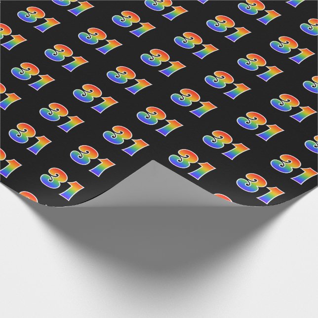 Fun Rainbow Spectrum Pattern "31" Ereignisnummer Geschenkpapier (Ecke)