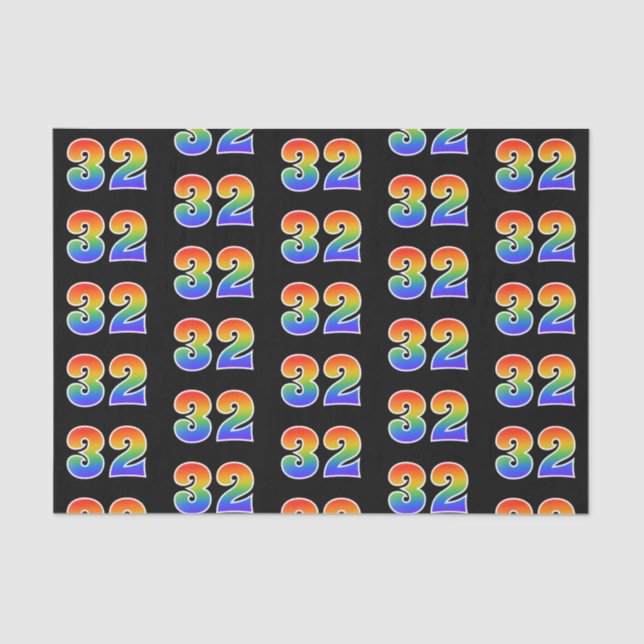 Fun Rainbow Spectrum Pattern "32" Ereignisnummer Seidenpapier (Vorderseite)