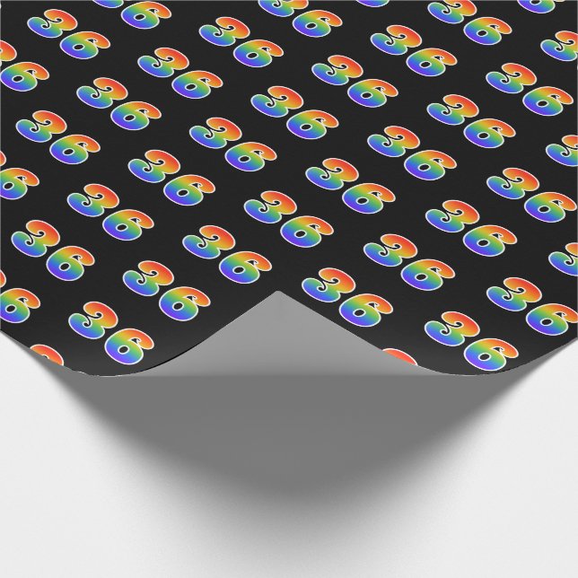 Fun Rainbow Spectrum Pattern "36" Ereignisnummer Geschenkpapier (Ecke)