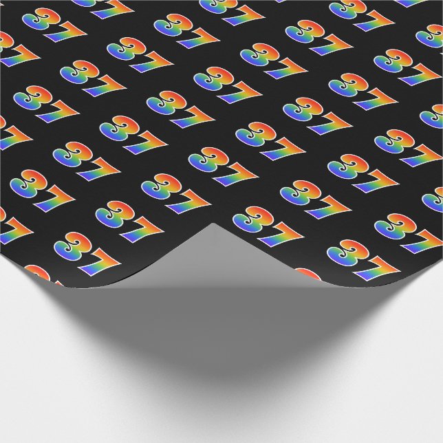 Fun Rainbow Spectrum Pattern "37" Ereignisnummer Geschenkpapier (Ecke)