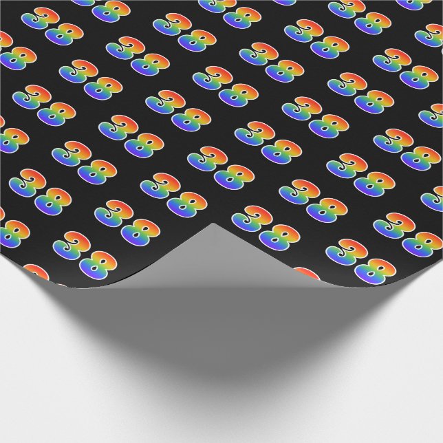 Fun Rainbow Spectrum Pattern "38" Ereignisnummer Geschenkpapier (Ecke)