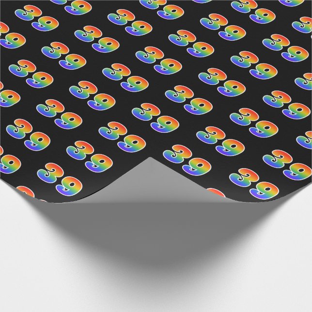 Fun Rainbow Spectrum Pattern "39" Ereignisnummer Geschenkpapier (Ecke)
