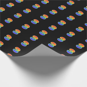 Fun Rainbow Spectrum Pattern "3" Ereignisnummer Geschenkpapier