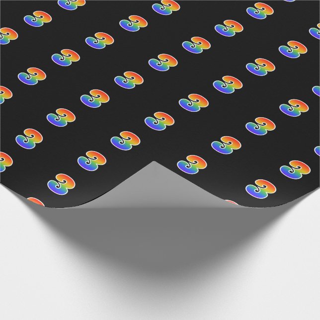 Fun Rainbow Spectrum Pattern "3" Ereignisnummer Geschenkpapier (Ecke)