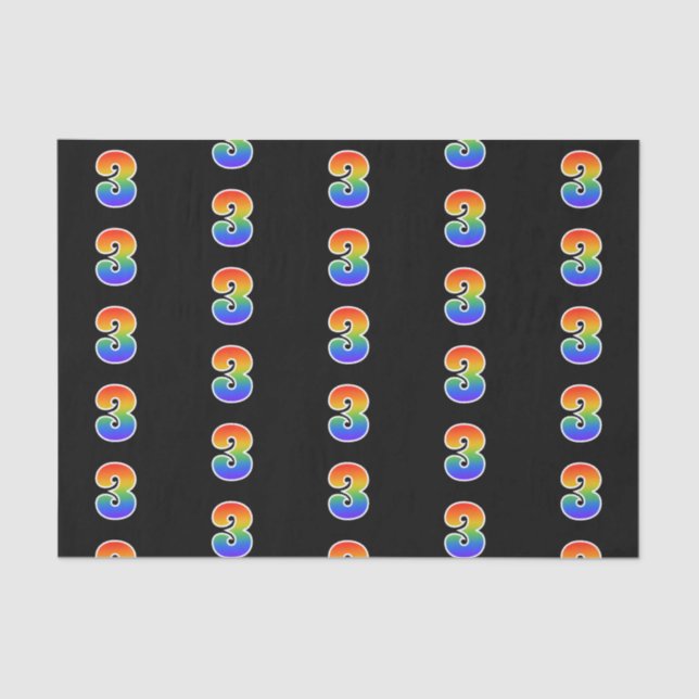 Fun Rainbow Spectrum Pattern "3" Ereignisnummer Seidenpapier (Vorderseite)