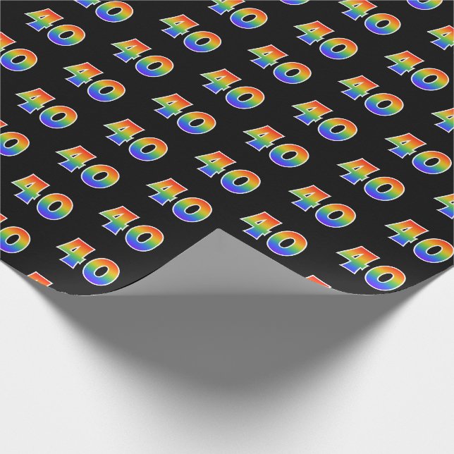 Fun Rainbow Spectrum Pattern "40" Ereignisnummer Geschenkpapier (Ecke)