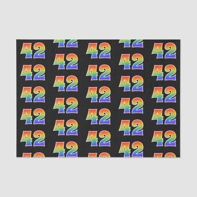 Fun Rainbow Spectrum Pattern "42" Ereignisnummer Seidenpapier (Vorderseite)