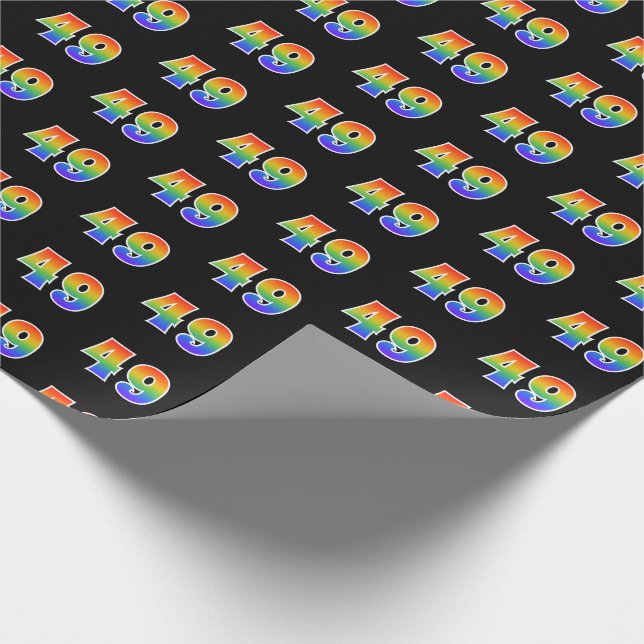 Fun Rainbow Spectrum Pattern "49" Ereignisnummer Geschenkpapier (Ecke)