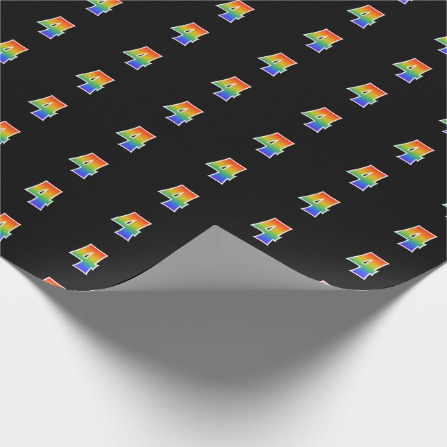 Fun Rainbow Spectrum Pattern "4" Ereignisnummer Geschenkpapier (Ecke)