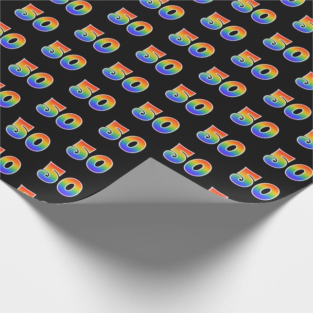 Fun Rainbow Spectrum Pattern "50" Ereignisnummer Geschenkpapier (Ecke)