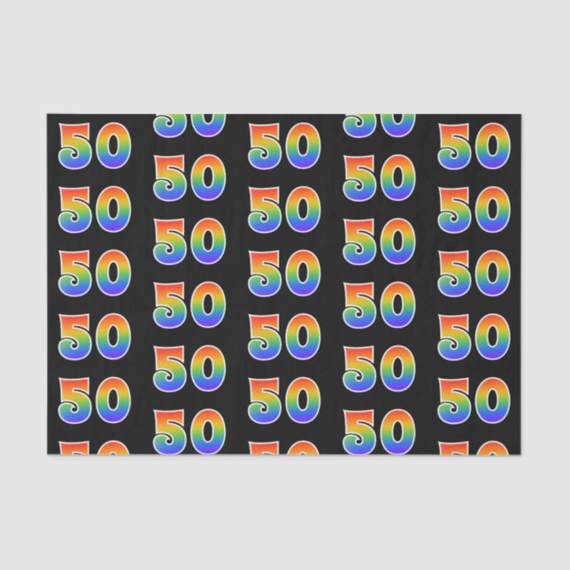 Fun Rainbow Spectrum Pattern "50" Ereignisnummer Seidenpapier (Vorderseite)