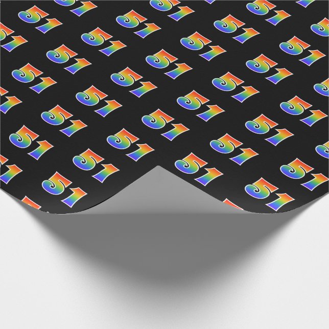 Fun Rainbow Spectrum Pattern "51" Ereignisnummer Geschenkpapier (Ecke)