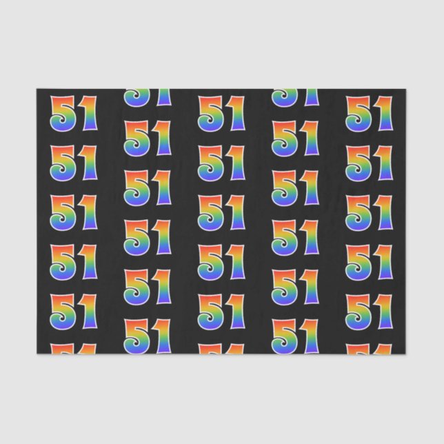 Fun Rainbow Spectrum Pattern "51" Ereignisnummer Seidenpapier (Vorderseite)