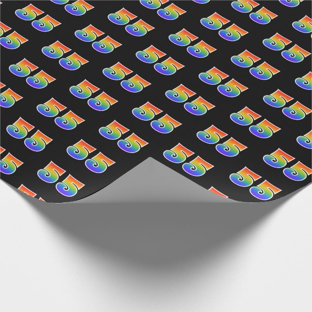 Fun Rainbow Spectrum Pattern "55" Ereignisnummer Geschenkpapier (Ecke)