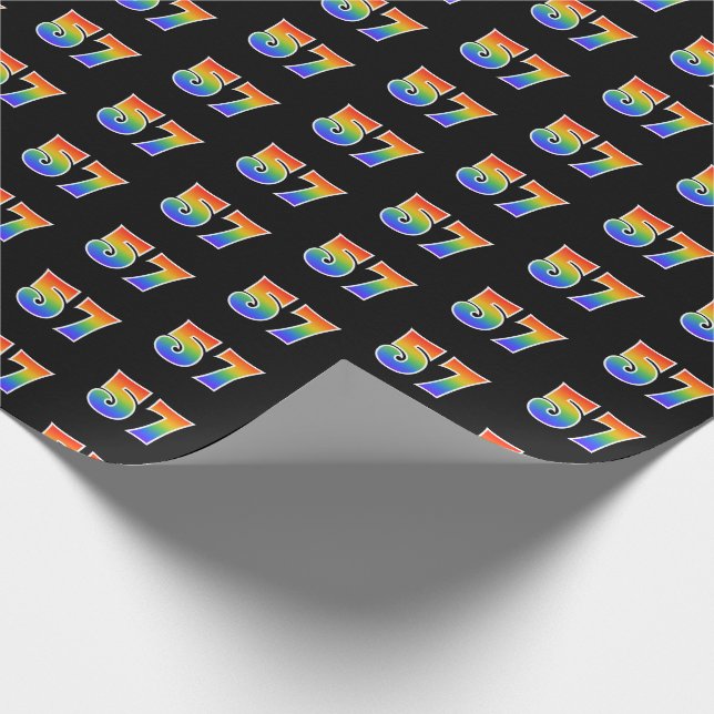 Fun Rainbow Spectrum Pattern "57" Ereignisnummer Geschenkpapier (Ecke)