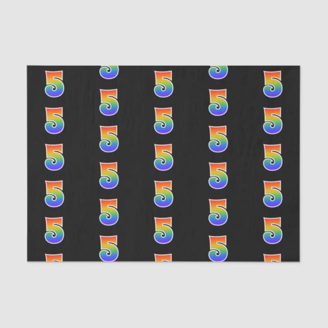 Fun Rainbow Spectrum Pattern "5" Ereignisnummer Seidenpapier (Vorderseite)