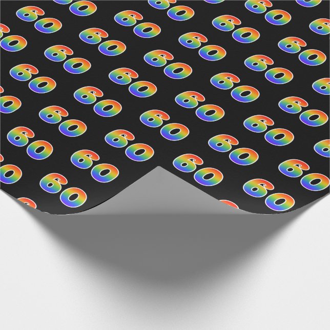 Fun Rainbow Spectrum Pattern "60" Ereignisnummer Geschenkpapier (Ecke)