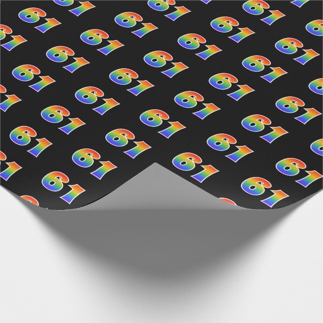 Fun Rainbow Spectrum Pattern "61" Ereignisnummer Geschenkpapier (Ecke)