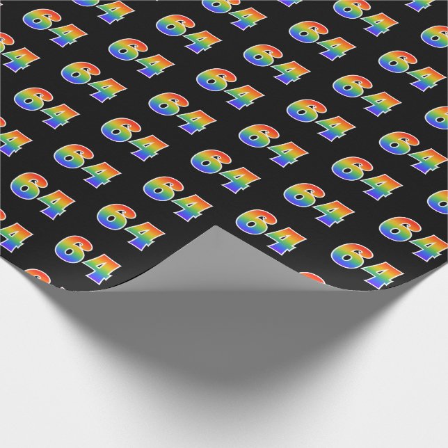 Fun Rainbow Spectrum Pattern "64" Ereignisnummer Geschenkpapier (Ecke)