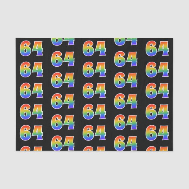 Fun Rainbow Spectrum Pattern "64" Ereignisnummer Seidenpapier (Vorderseite)