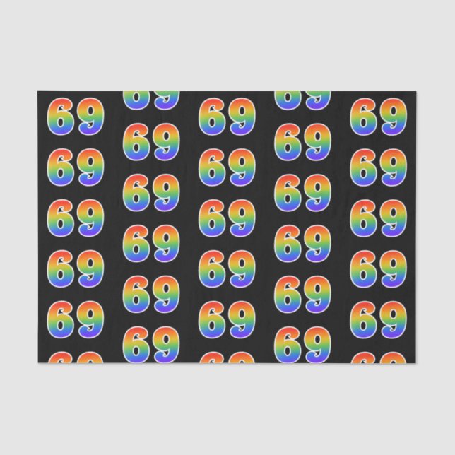 Fun Rainbow Spectrum Pattern "69" Ereignisnummer Seidenpapier (Vorderseite)