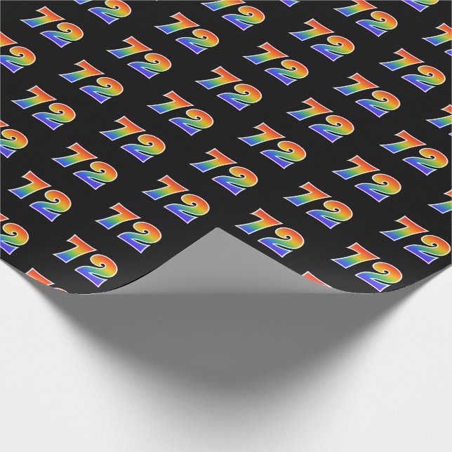 Fun Rainbow Spectrum Pattern "72" Ereignisnummer Geschenkpapier (Ecke)