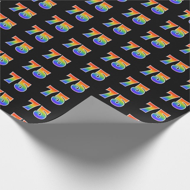 Fun Rainbow Spectrum Pattern "75" Ereignisnummer Geschenkpapier (Ecke)