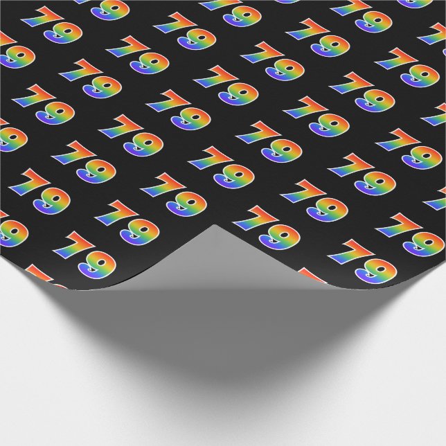 Fun Rainbow Spectrum Pattern "79" Ereignisnummer Geschenkpapier (Ecke)