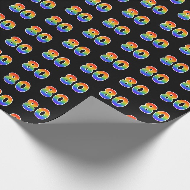 Fun Rainbow Spectrum Pattern "80" Ereignisnummer Geschenkpapier (Ecke)