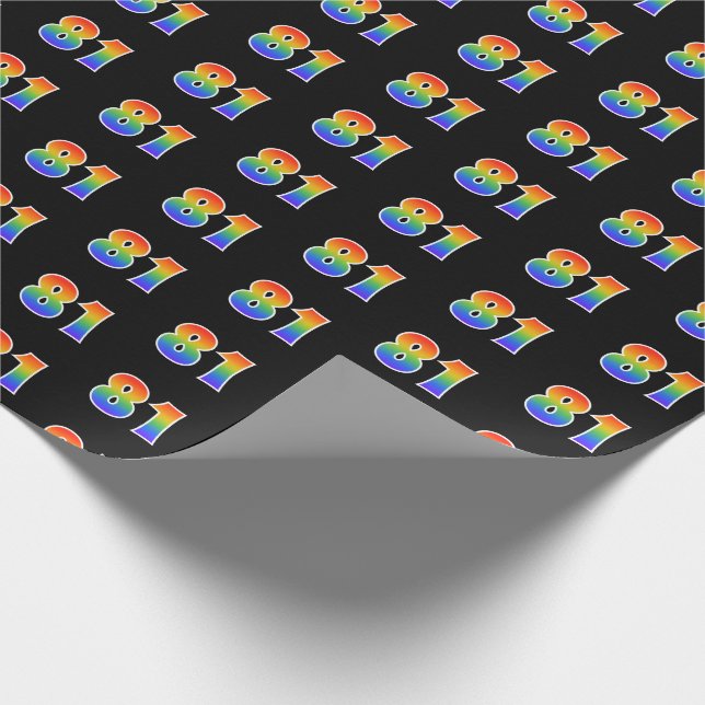 Fun Rainbow Spectrum Pattern "81" Ereignisnummer Geschenkpapier (Ecke)